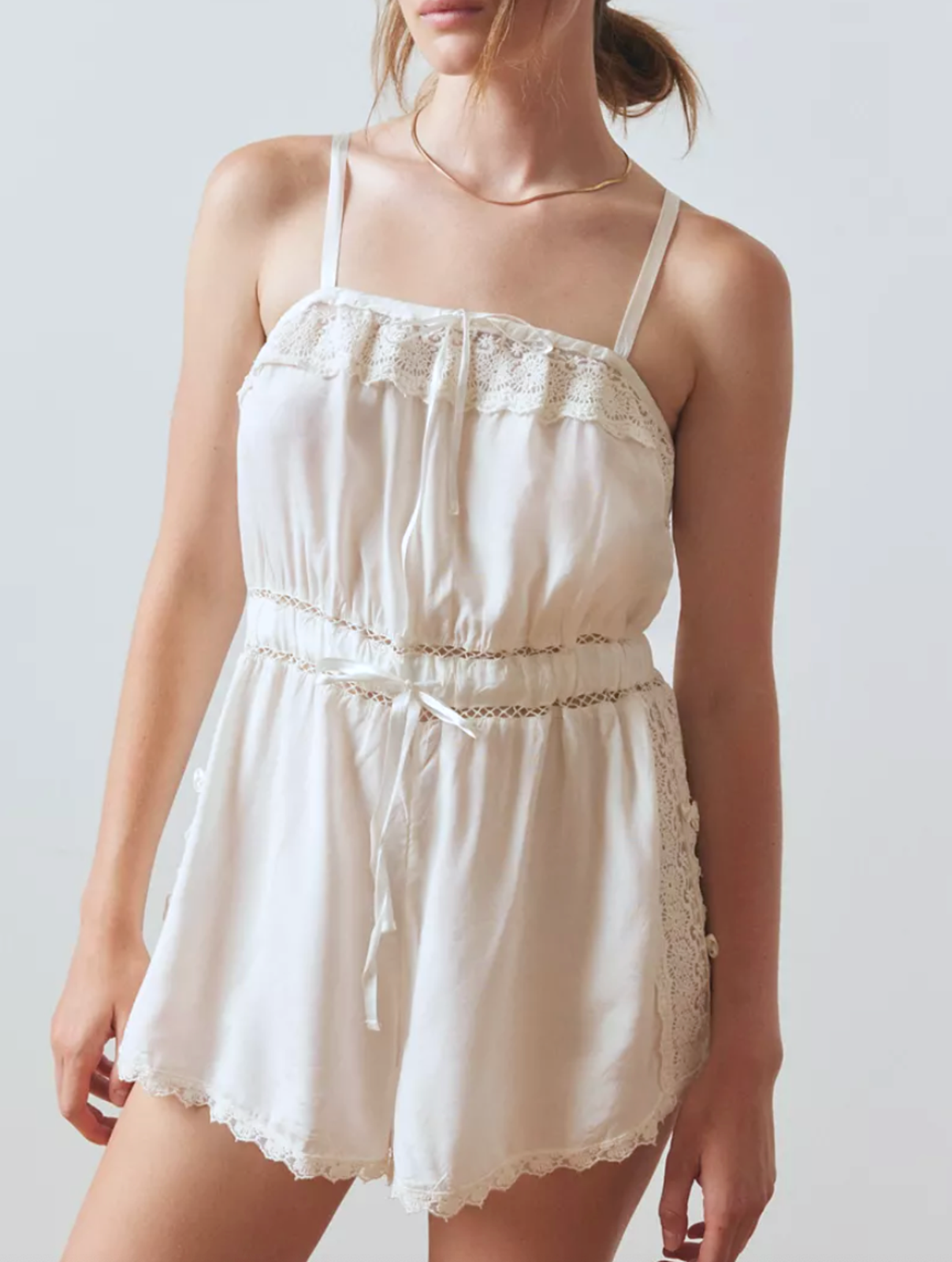 Out From Under Urban Outfitters White Sail Away With Me Romper Sz S